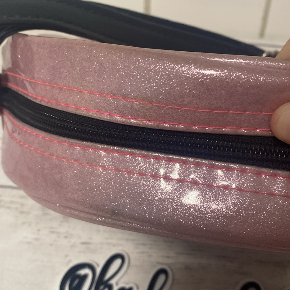 *Love Pain and Stitches Pink and Textured Teal Chipped Tooth Happy Pumpkin Purse - Picture 14 of 16